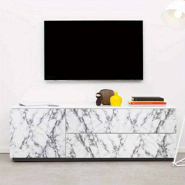 1 Roll Marble Self-Adhesive Wallpaper, Glossy Contact Paper, Thickened Self-Adhesive Wallpaper, Waterproof And Oil-Proof Countertop Wallpaper, Peel And Stick Wallpaper For Kitchen Bedroom Living Room