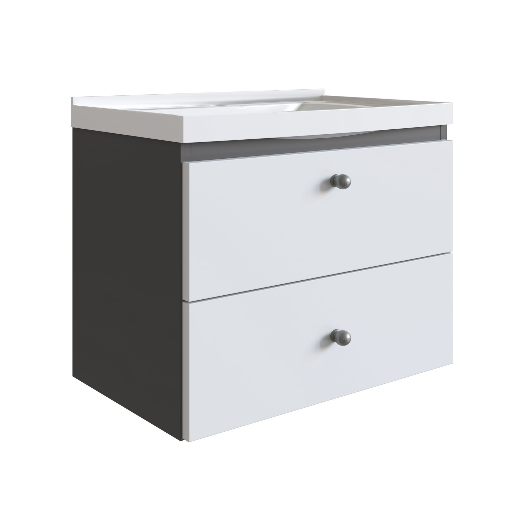 Df Home - Vanitorio Mural Nova Blanco Grafito 2 Puertas 1 Lavamanos De Mármol Sintético Lvp01.075