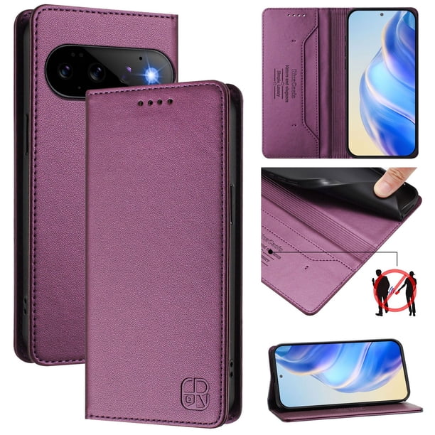 Funda Billetera con Soporte para Google Pixel 11 Bloqueo RFID Plegable Violeta