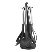 Genérico - Set Utensilios 7 Piezas Cocina Mango Acero Inoxidable Plata