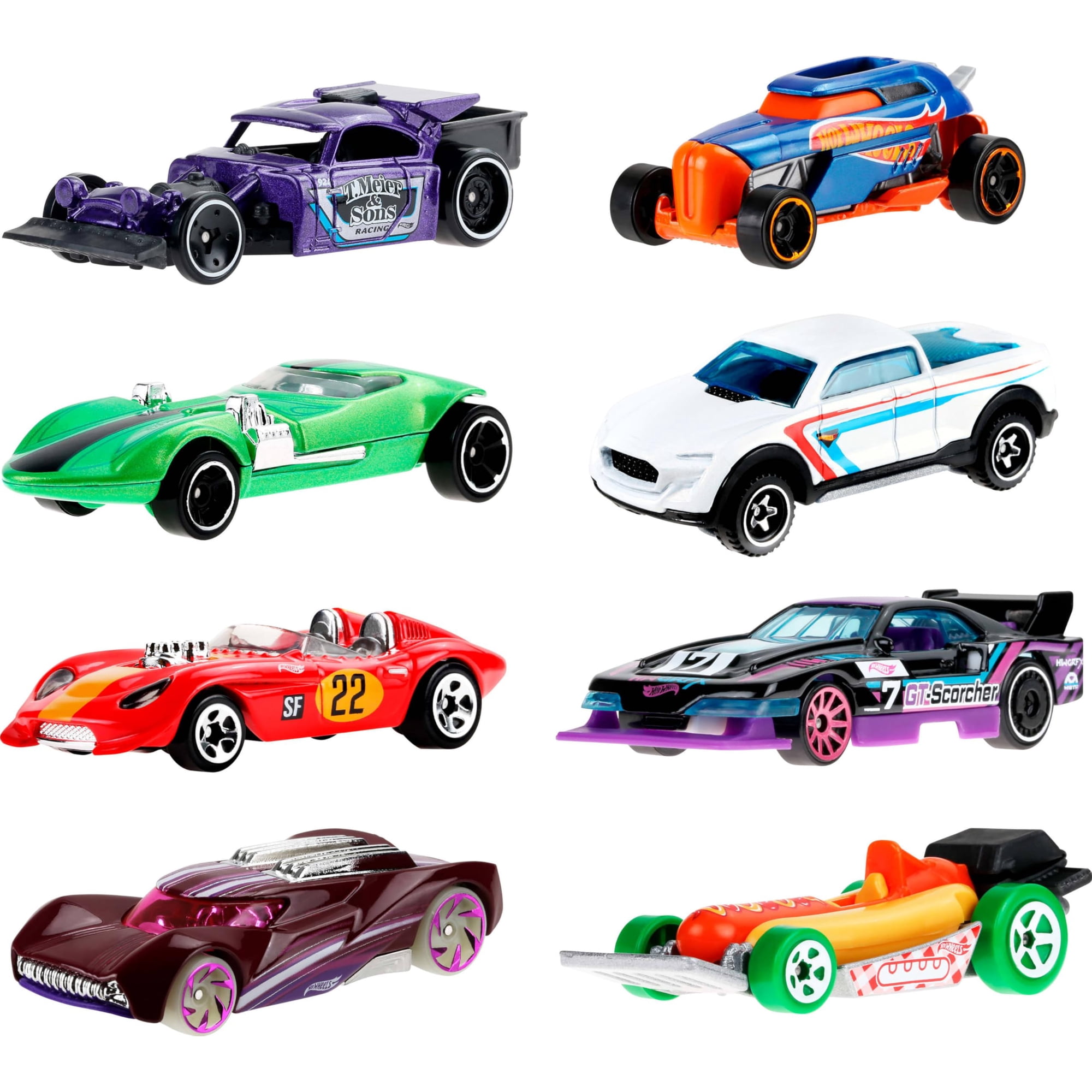 Toy Cars & Trucks Hot Wheels Let's Race, Paquete De 8 Unidades, Escala 1:64