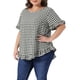 thumbnail image 4 of Agnes Orinda Blusas de Cuadros Informales con Botón Trasero, Cuello Redondo y Mangas con Volantes para Mujer de Talla Grande, Estilo Escolar Universitario de los Años 50, 4X Negro, 4 of 6