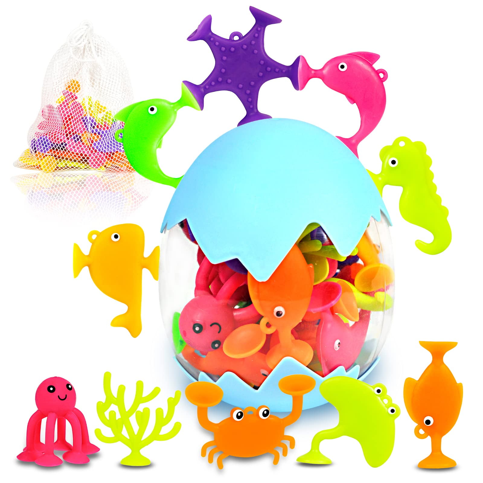 Bath Toys Texviko - Ventosa De Silicona Con Diseño De Animales Marinos (18 Unidades)