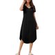 thumbnail image 2 of INSPIRE CHIC Camiseta de Noche Larga con Cuello en V y Manga Corta para Mujer, Vestido de Dormir Suave con Tie Dye y Bolsillos Laterales para Primavera Verano XL Negro, 2 of 6
