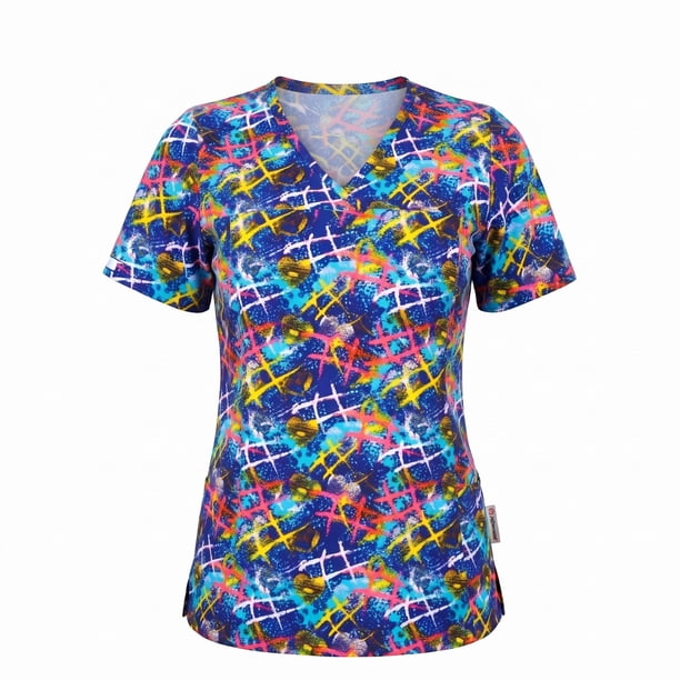 Delantal Mujer tela elasticada estampada. Combina con Azul Rey - Art. 2396