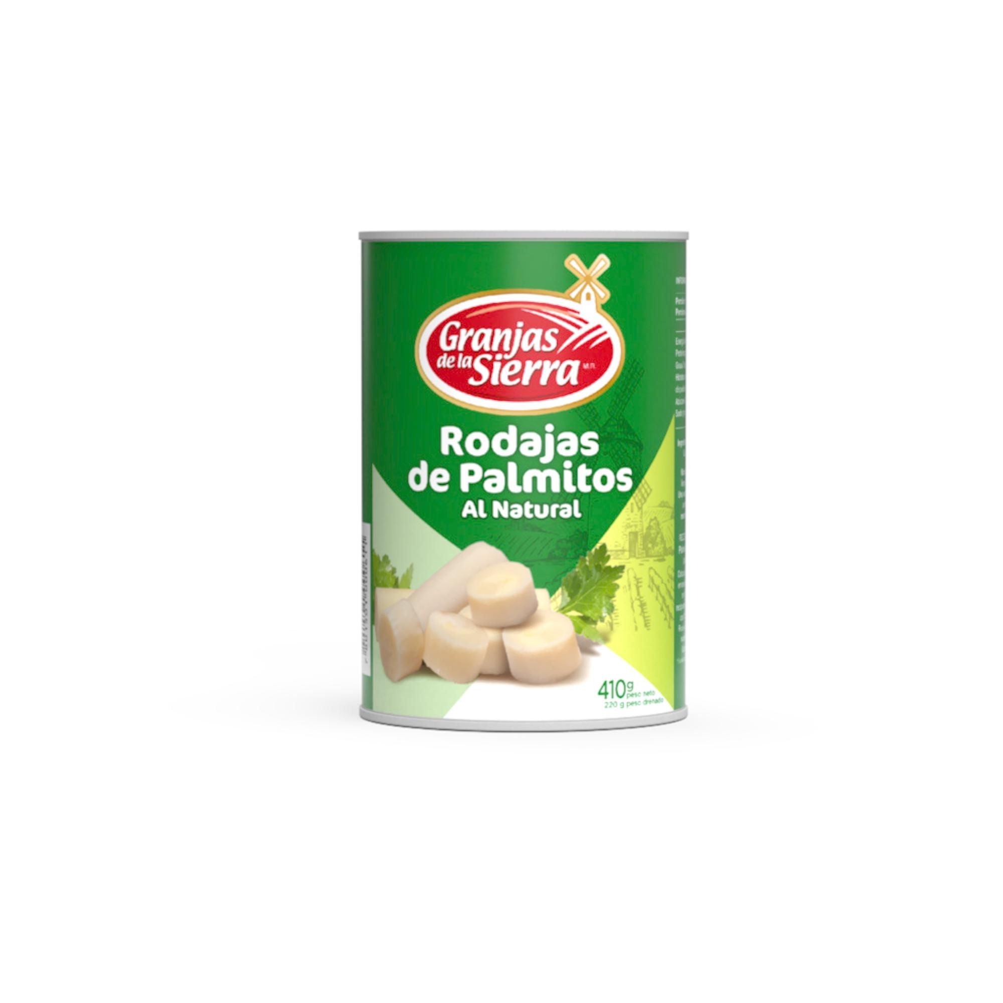 Palmitos Rodajas Drenado 220 g - Neto 410 g Granjas De La Sierra