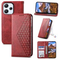 Funda Flip Foxdock Para Xiaomi Redmi 12 , Estilo Billetera Con Diseño Rombo, Correa De Mano Y Soporte, Uso Diario