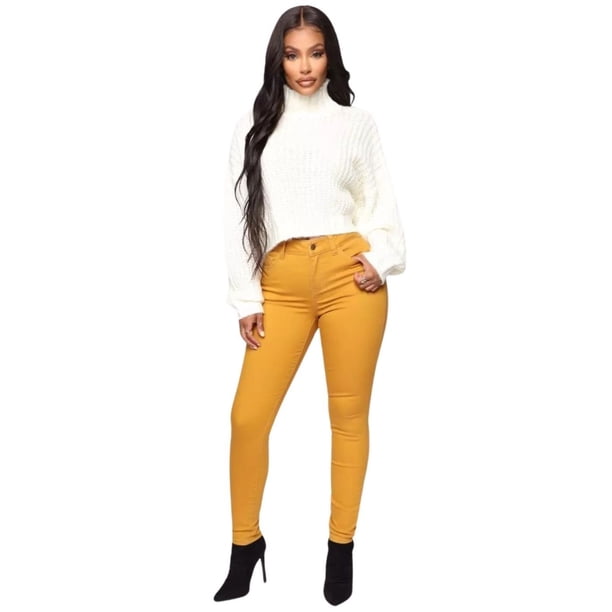 Pantalones Leggins Tela Jeans Elasticado Calza Lindo Calce 48
