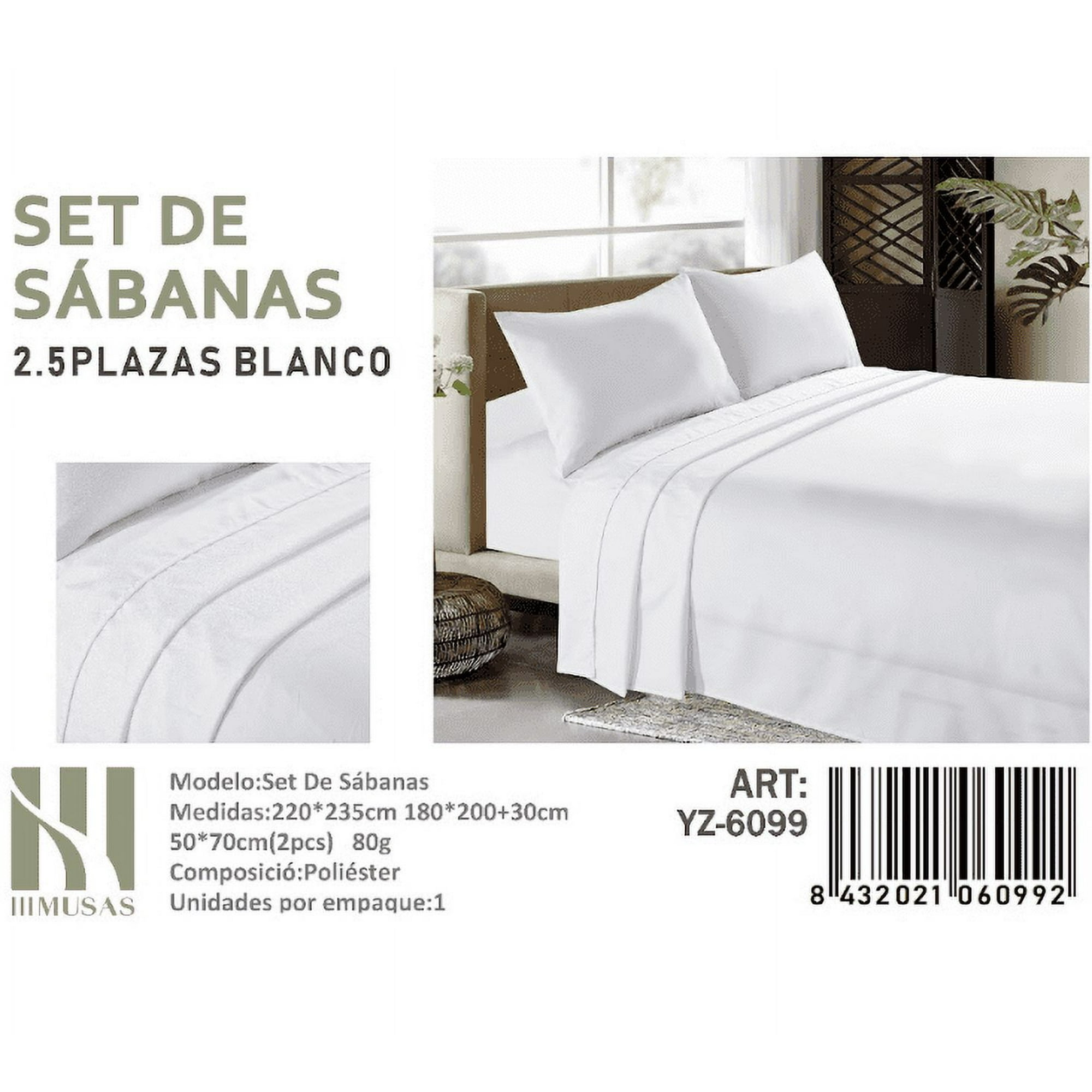 Mundo Shopping - Set De Sabanas King Color Blanco 150 Hilos + 2 Funda De Almohada