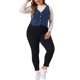 thumbnail image 2 of Chaleco de mezclilla sin mangas con cuello en V y botones para mujer de talla grande Agnes Orinda, para escuela o universidad, chaqueta casual de jean 4X azul, 2 of 6
