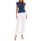 thumbnail image 2 of INSPIRE CHIC Blusa Peplum para Mujer Manga Corta Cuello Redondo Cintura Fruncida Casual Azul Marino M, 2 of 6