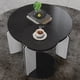 thumbnail image 1 of 32.68" & 16.93" round coffee table end table sofa table side table set with black OAK veneer surface 25mm MDF for living room dinning room bedroom, Sintered stone legs White+Black, 83 + 43cm diameter, 1 of 3