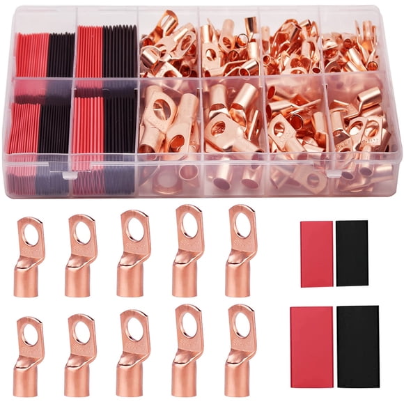Juego de lengüetas de alambre de cobre TKDMR 160 piezas AWG2 4 6 8 10 12 con termorretráctil