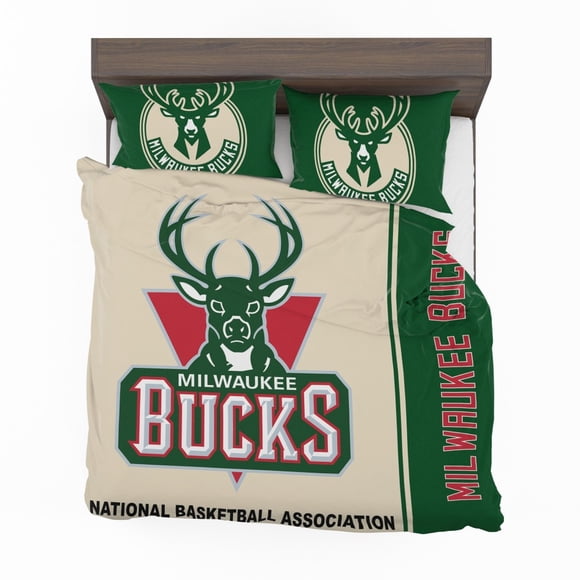 Milwaukee Bucks NBA Basketball Quilt Duvet Cover Set Super Children3-Piece Bedding Set