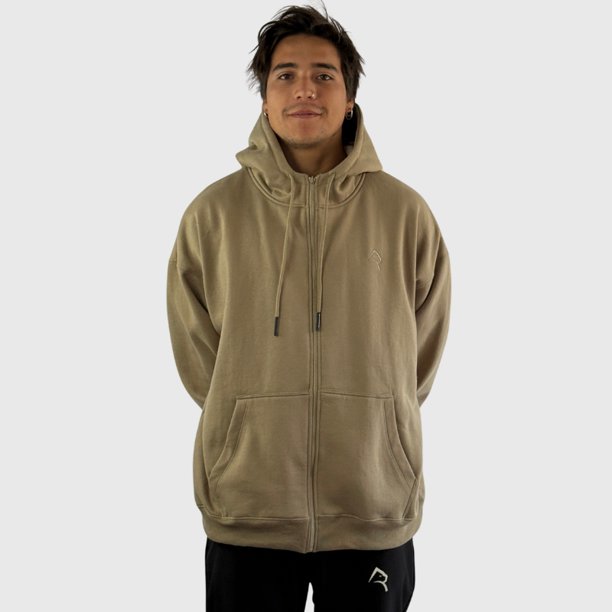 Poleron Zip Relax Cotton Beige Hombre Konko