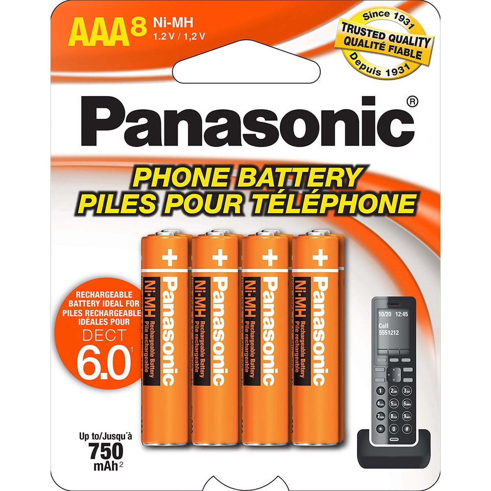 Pilas Recargables Panasonic Hhr-4dpa/8ba Aaa 750 Mah (paquete De 8)