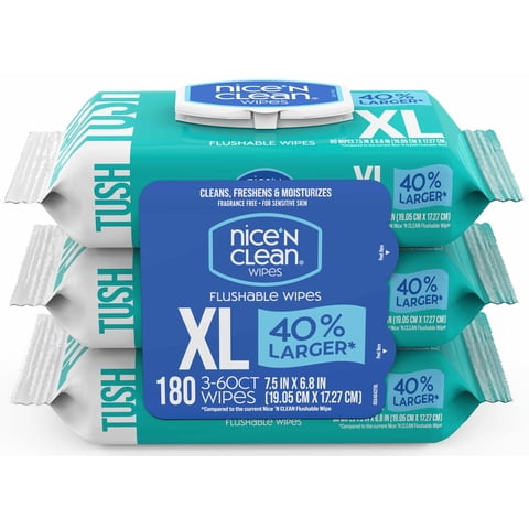 Toallitas Desechables Nice 'N Clean, Extra Grandes, 180 G, Sin Perfume