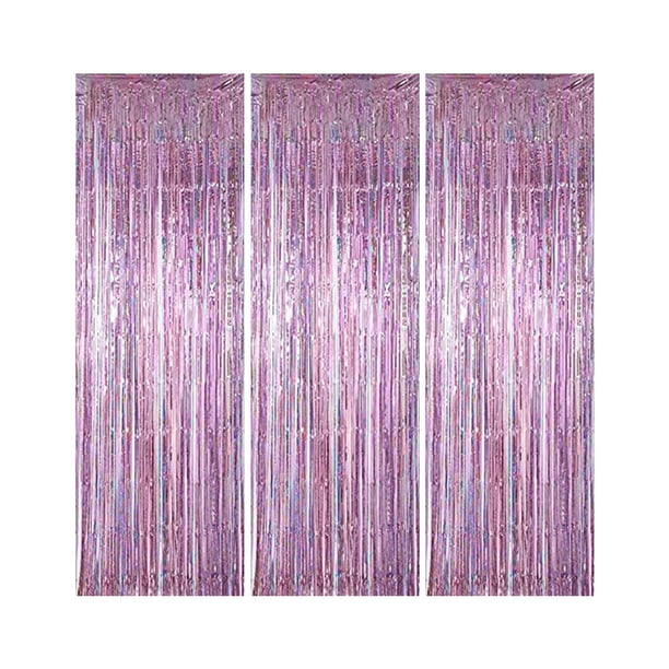 Paquete de 3 cortinas con flecos para decoración de fiestas, bodas, graduaciones, cumpleaños, Navidad, eventos, fiestas, suministros de 1 x 2 m