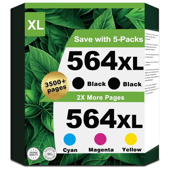 Cartuchos de tinta Couleuris 564XL Black Color Combo, paquete de 5 unidades hp564xl