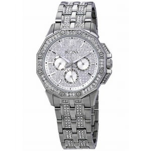 Bulova - Reloj Octava Con Detalles De Cristal Multifunción Cuarzo Esfera Plateada 96C134 Para Hombre