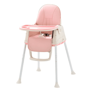 Genérico - Silla Comer 4 En 1 Doble Bandeja Gris Color Rosado