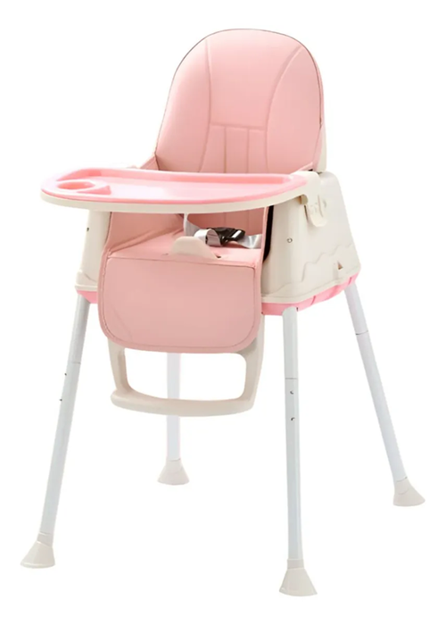 Genérico - Silla Comer 4 En 1 Doble Bandeja Gris Color Rosado