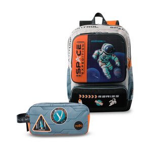 Pack Escolar Mochila Gris Mediana Gemini + Accesorio Multiuso Totto