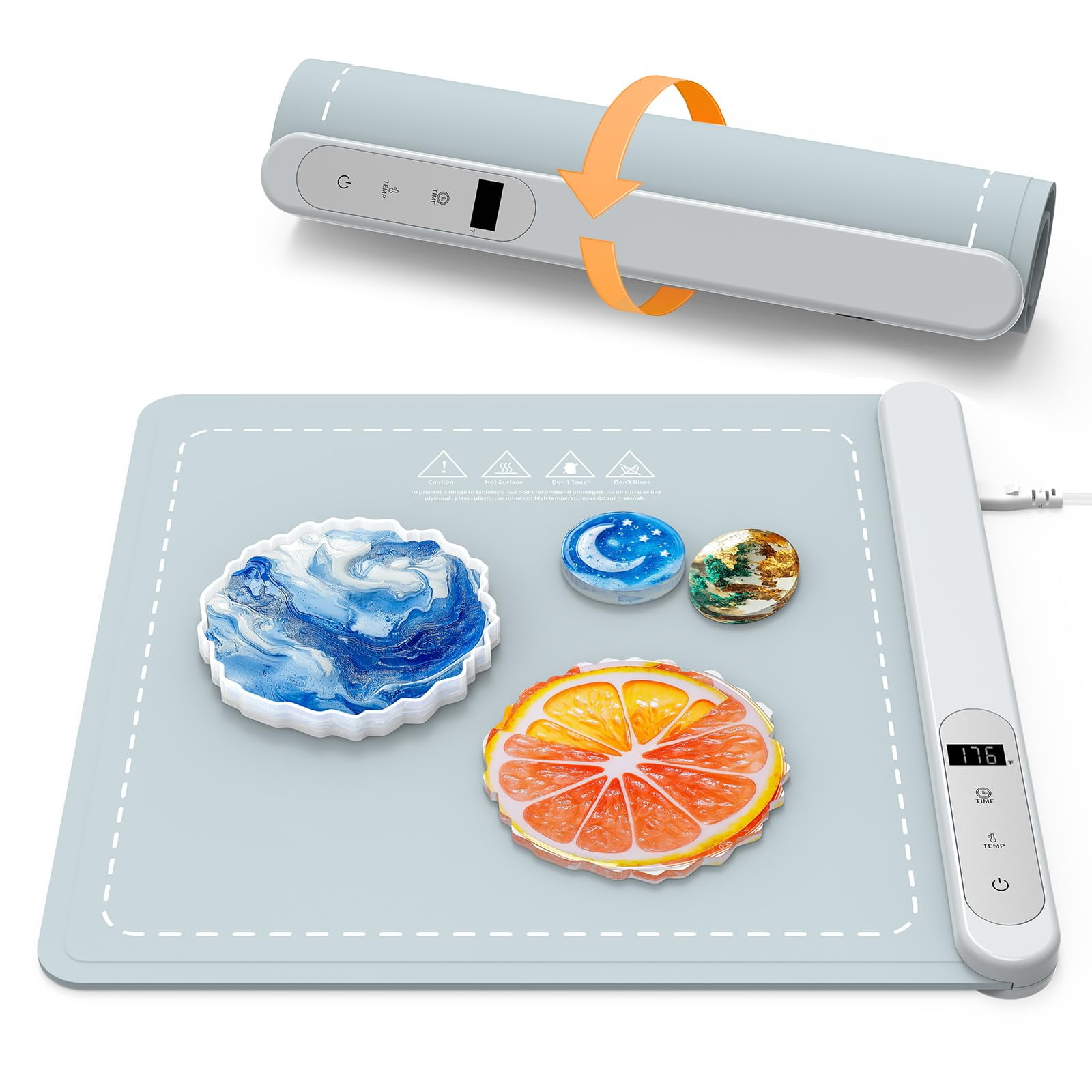 Alfombrilla Calefactora De Resina Alldeer Graphene Silicone Con Temporizador De 500 W