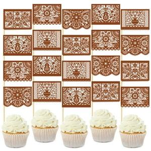 Decoración Para Magdalenas Epakh Mexican Fiesta, 60 Unidades, Papel Picado