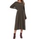thumbnail image 2 of Vestido de suéter de punto trenzado para mujer INSPIRE CHIC Otoño Invierno 2026 Cuello redondo Acanalado Línea A Midi Vestidos L Café, 2 of 6
