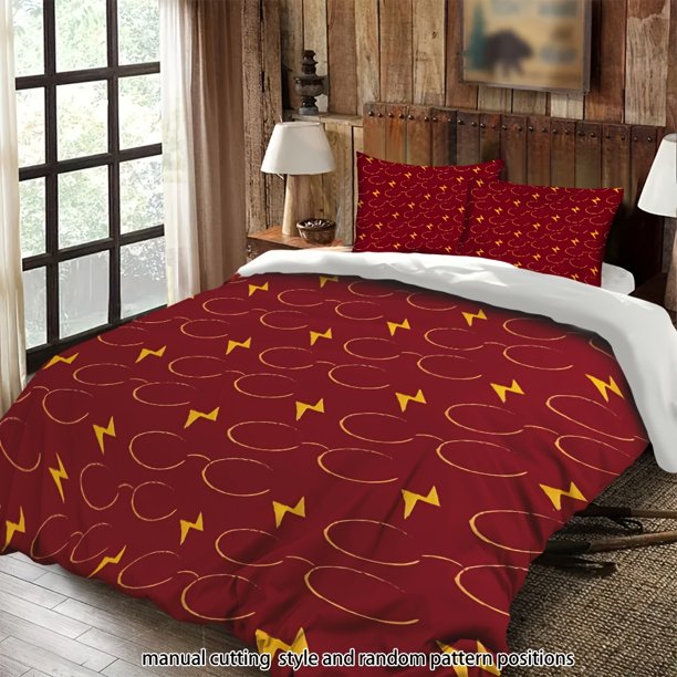 Bedding Red Background Lightning Glasses Pattern All-Season Machine Washable Includes Pillowcases Suitable for Bedroom Guest Room Dorm Holiday Decor Ideal Gift