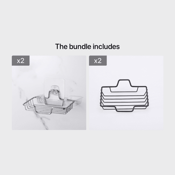 Upgrade Your Bathroom with our High-Quality Stainless Steel Soap Holder - Wall-mounted, No Punching Required, Detachable Wall Stick, Holds Two Bars of Soap!