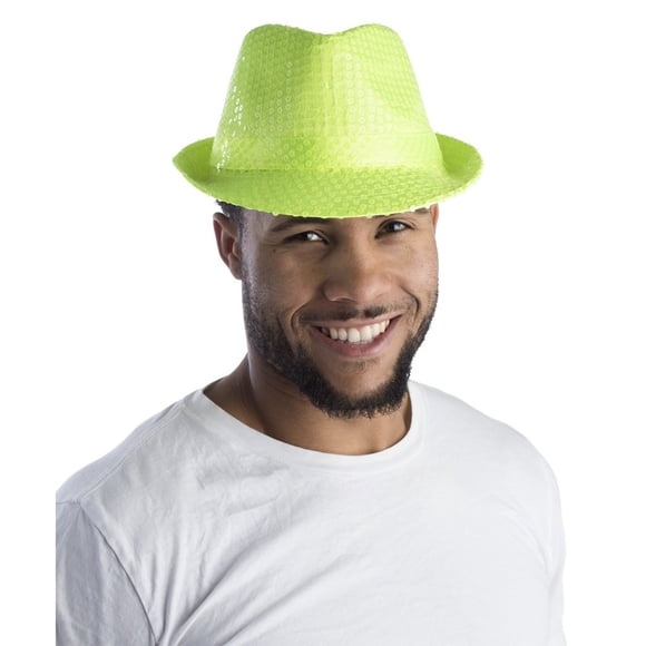 Sombrero fedora con lentejuelas para adultos, verde claro