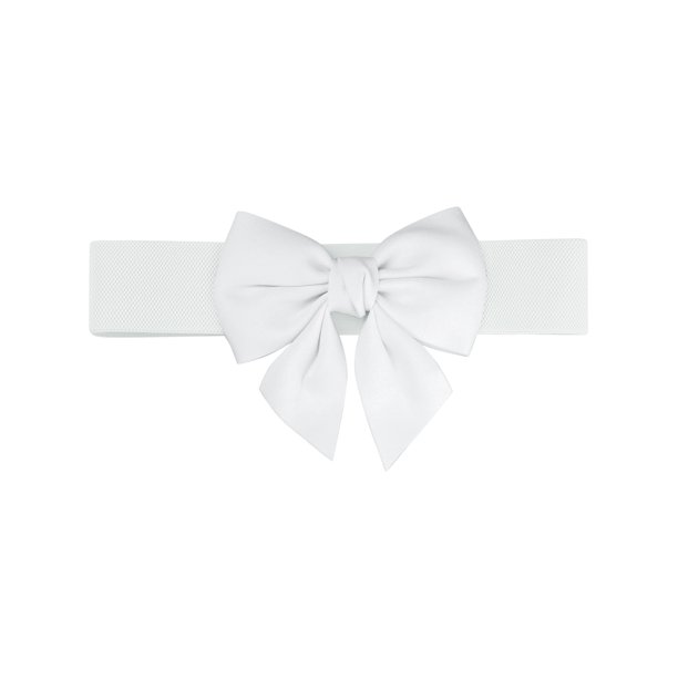 INSPIRE CHIC Cinturón elástico ancho para mujer de talla grande con decoración de lazo en la cintura, cinturones versátiles de moda 26.0-33.5" Blanco