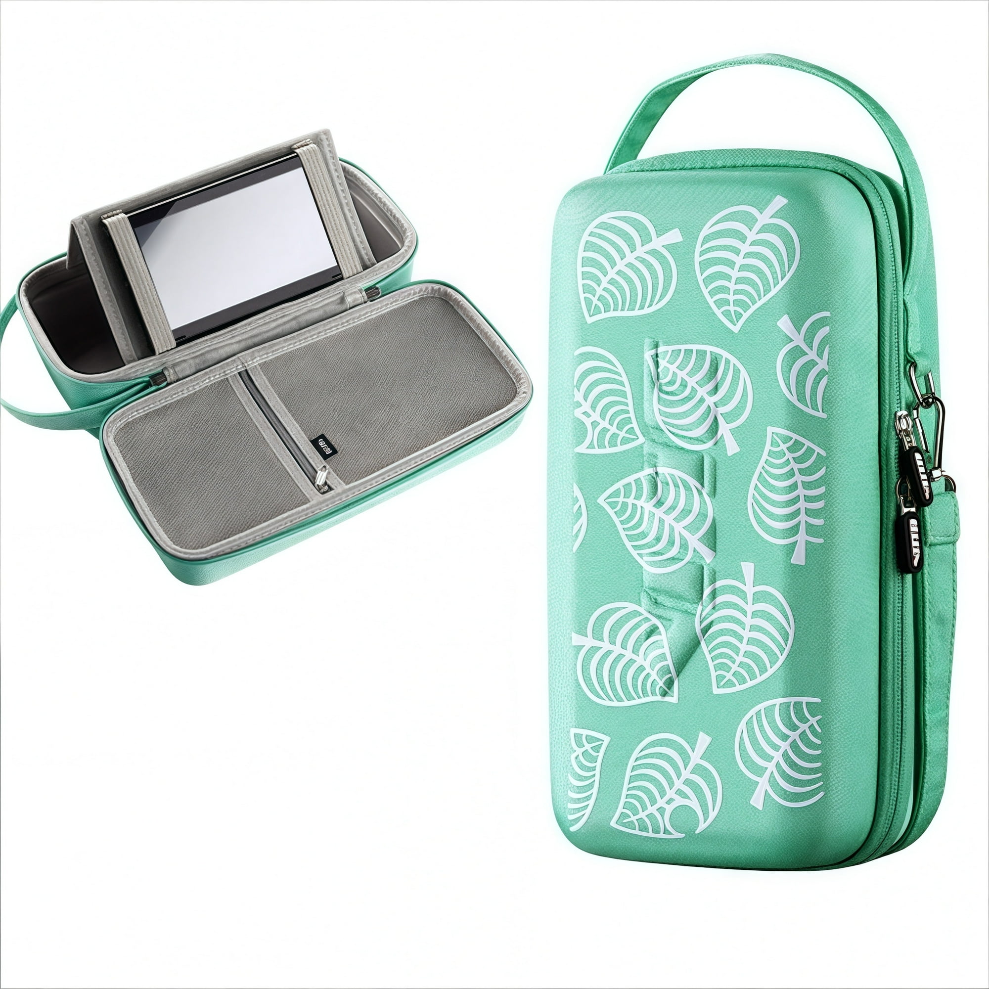 Genérico - Funda Protectora Rígida De Almacenamiento Compatible Con Nintendo Switch Oled Con Sistema De Almacenamiento 12 En 1, Carcasa De Eva Y Tejido Oxford, Diseño Compacto-verde