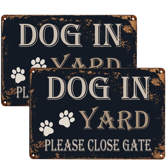 Letreros de metal Wostod Dog in Yard Please Close Gate, 20 x 30 cm