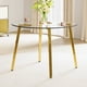 thumbnail image 1 of Modern minimalist style circular transparent tempered glass table, tempered glass tabletop, golden metal legs, suitable for kitchen, dining room, and living room, 42 "* 42" * 29.5 "1123r, 1 of 3