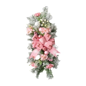 Magideal - Guirnalda Navideña Con Forma De Lágrima, Adorno Navideño, Práctica Y Fácil De Colgar, Guirnalda Artificial Para Puerta De Entrada, Para Bodas En Inter Rosa