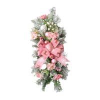 Magideal - Guirnalda Navideña Con Forma De Lágrima, Adorno Navideño, Práctica Y Fácil De Colgar, Guirnalda Artificial Para Puerta De Entrada, Para Bodas En Inter Rosa