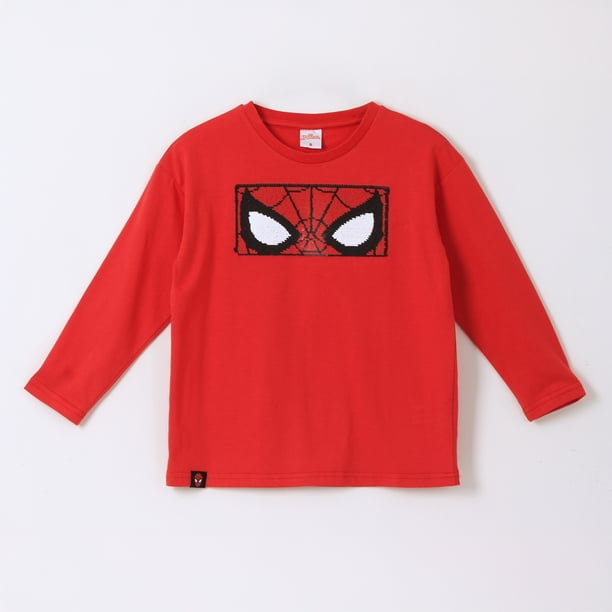 Polera Manga Larga Niño Lentejuelas Spiderman Rojo Marvel