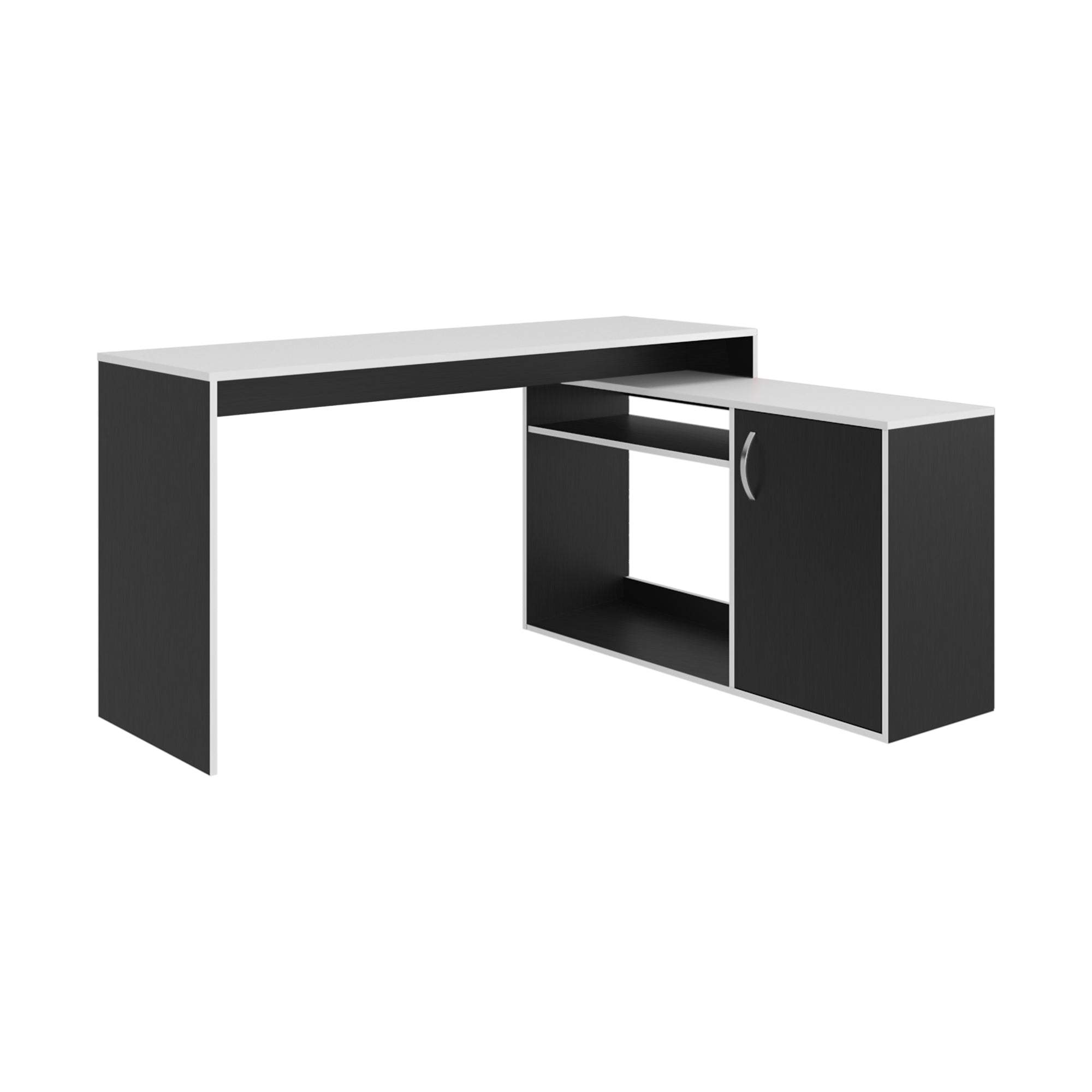 Fm Furniture - Escritorio Gamer Fm Negro Y Blanco 76,5x150x116,5 Cm