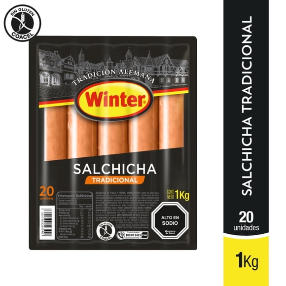 Salchicha Tradicional 20 Un, 1 Kg
