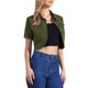thumbnail image 4 of INSPIRE CHIC Chaqueta de Jean Recortada de Manga Corta con Cuello Vuelto para Mujer de Regreso a Clases Lavada en Denim Verde L, 4 of 6