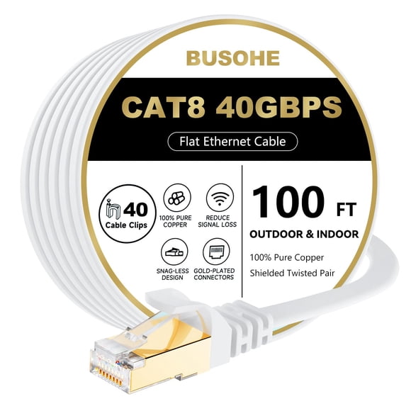 Cable Ethernet BUSOHE Cat 8 de 40 Gbps y 100 pies para enrutador/juegos