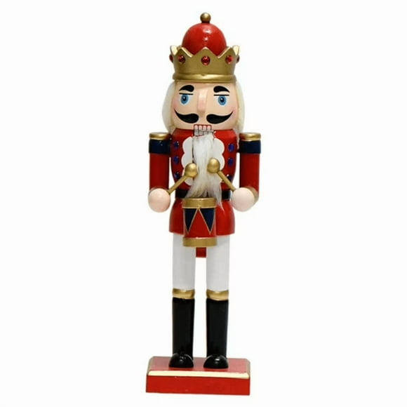 Cascanueces Rey Tamborilero 25 cm | Corona Dorada y Traje Clásico Rojo