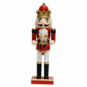 Genérico - Cascanueces Rey Tamborilero 25 Cm | Corona Dorada Y Traje Clásico Rojo