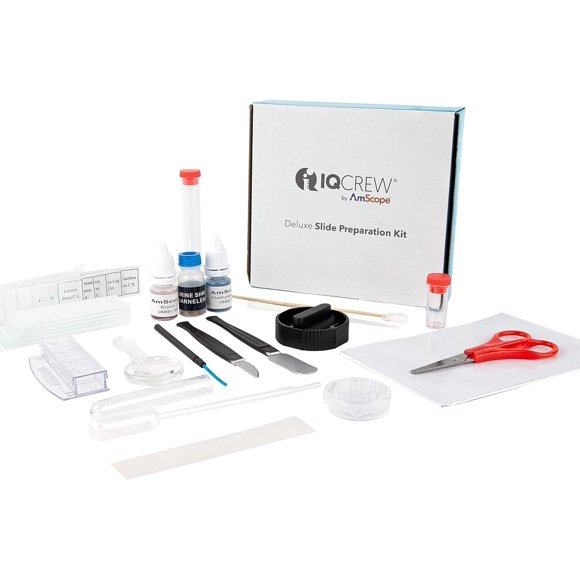 Kit de preparación de portaobjetos para microscopio IQCrew Deluxe, 40 piezas
