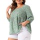 thumbnail image 4 of Blusa Babydoll de Talla Grande para Mujer de Agnes Orinda Cuello Cuadrado Manga 3/4 Estampado Floral Peplum Talla 3X Verde, 4 of 6