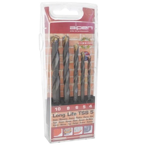 Alpen - Set 5 Brocas Piedra - 4/5/6/8/10 Mm - Long Life