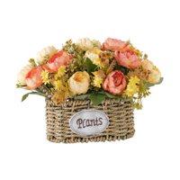 Magideal - Flores Artificiales Con Cesta, Centro De Mesa, Decoración Del Hogar, Regalo, Suministros Para Fiestas, Adorno, Decoración De Escritorio Para Bodas Y O Naranja